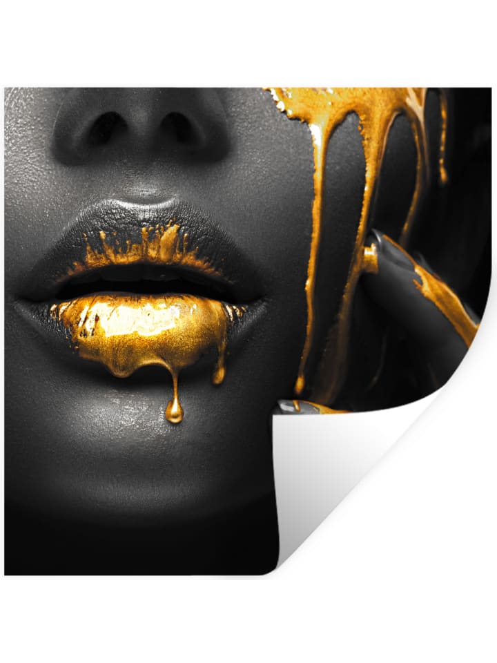 Wandtattoo Gesicht gold schwarz