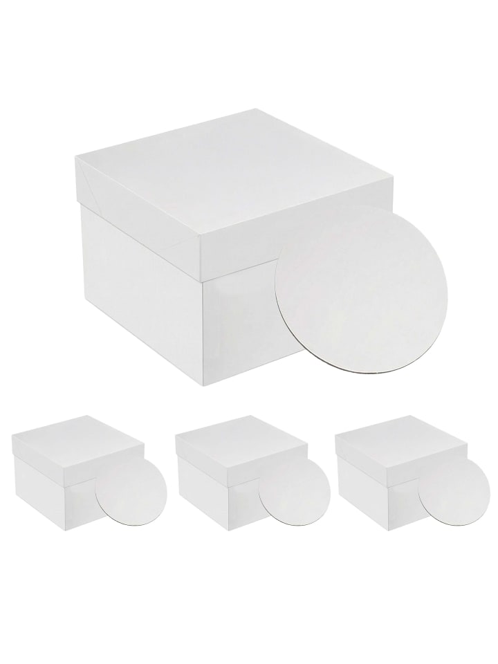 4 x Tortenbox in Weiß - (B)30 x (H)30 x (T)30 cm