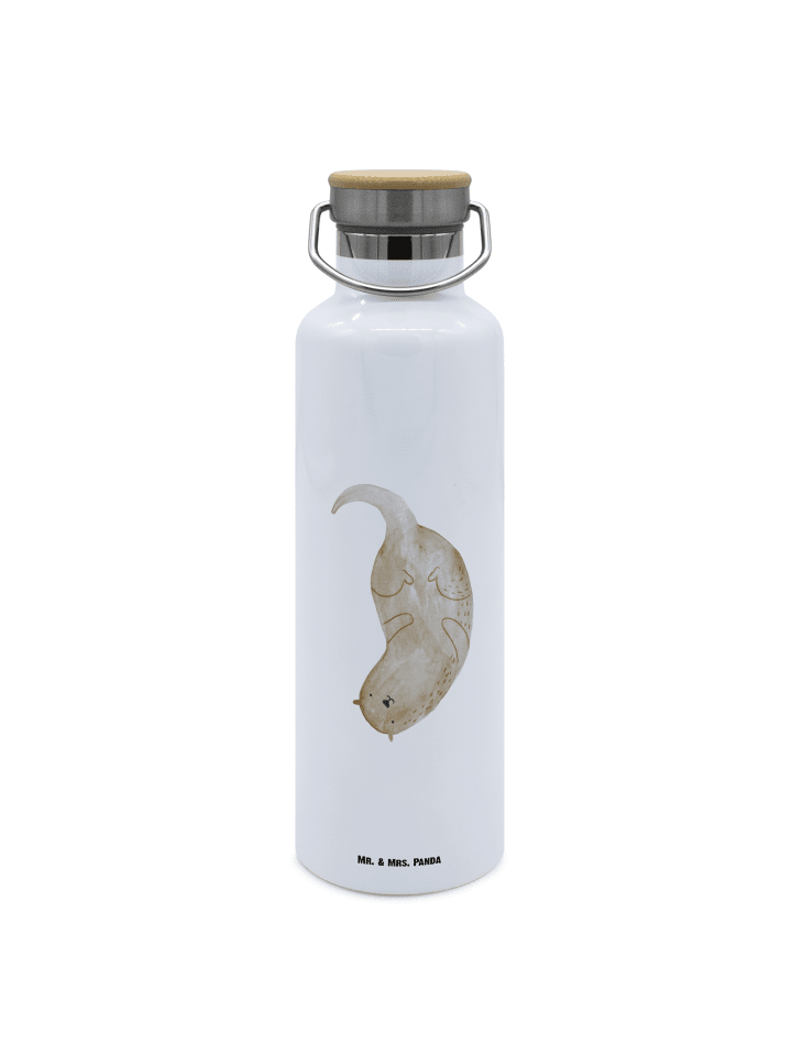 Trinkflasche Otter Kopfüber ohne Spruch in Weiß