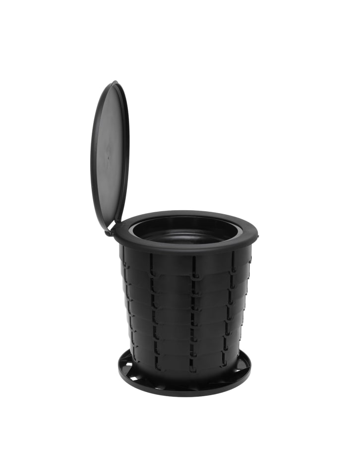3-in1 Camping-Toilette, Reisehocker, Abfalleimer ideal für Reisen in Schwarz