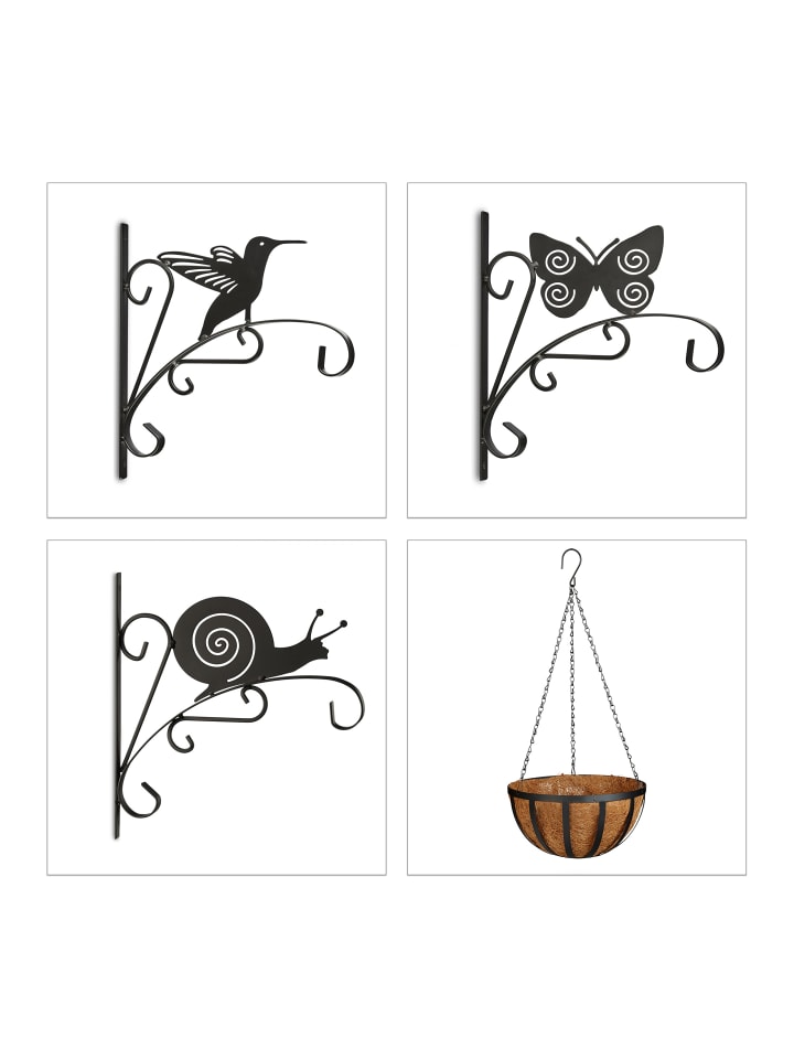 6tlg. Blumen-Set in Schwarz/ Braun