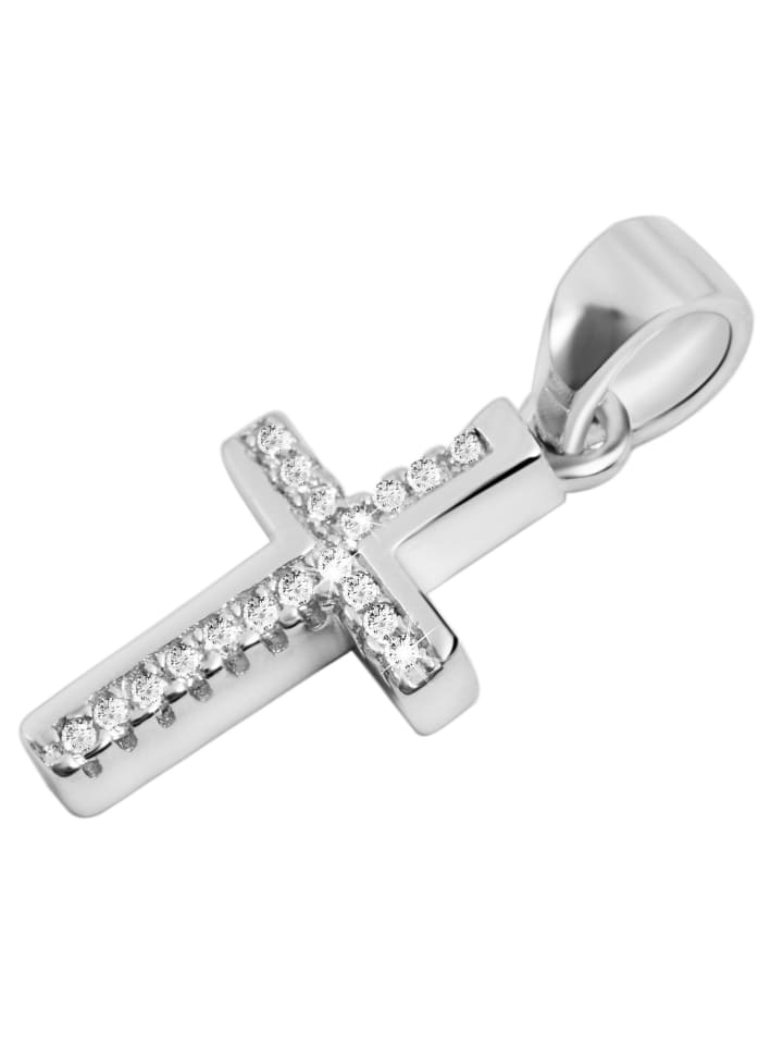 Damen Anhänger – Kreuz Kreuzanhänger aus 925 Silber mit Zirkonia in silber