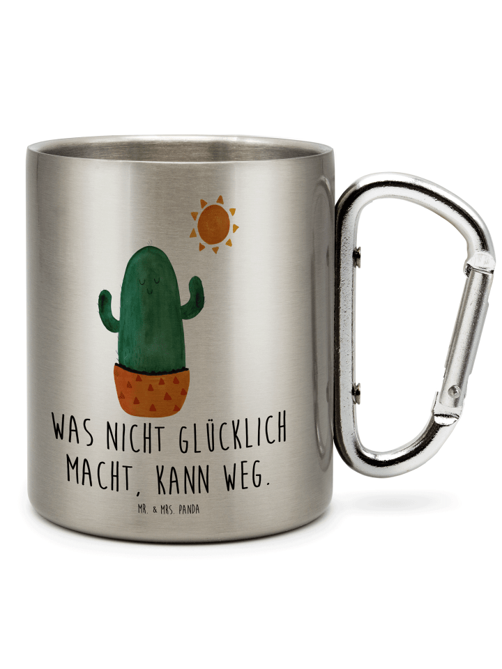 Thermobecher Kaktus Sonne mit Spruch in Silber