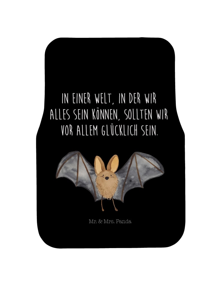Automatte Fledermaus Flügel mit Spruch in Schwarz