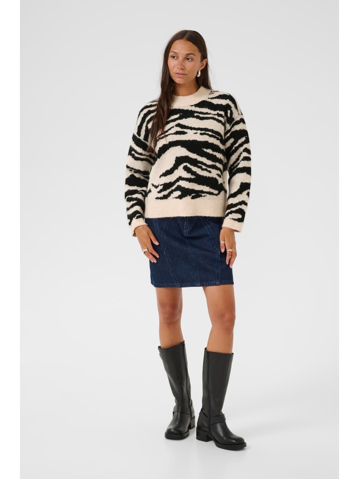 Strickpullover KAsandra Baggy fit in Turtledove/Black Animal
