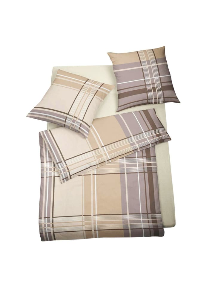 Bettwäsche Streifen beige in beige