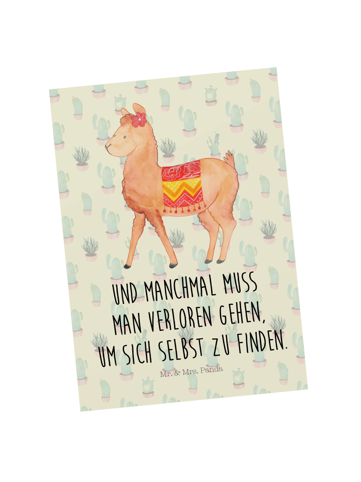 Postkarte Alpaka Stolz mit Spruch in Kaktus Grün