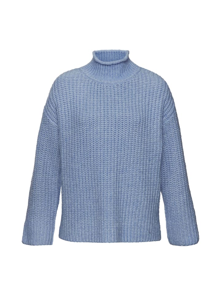 Stehkragenpullover in blau meliert