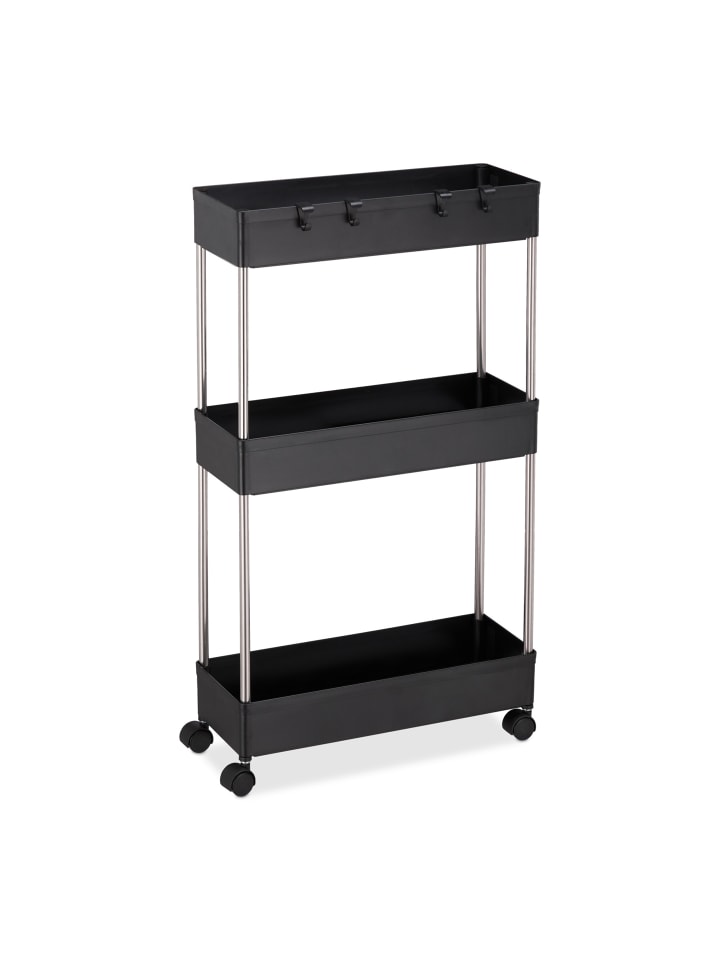 Nischenwagen in Schwarz - (B)15,5 x (H)70 x (T)40,5 cm