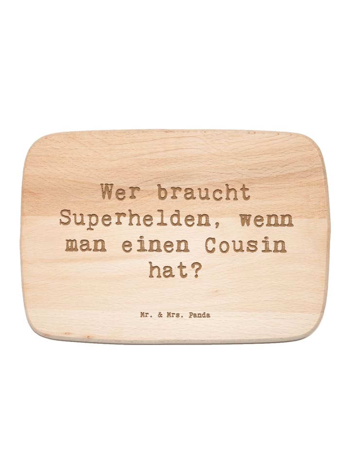 Jausenbrett Spruch Cousin Held mit Spruch in Transparent