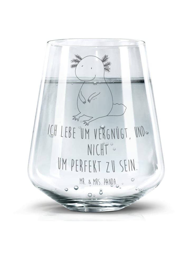 Becherglas Axolotl Niedlich mit Spruch in Transparent