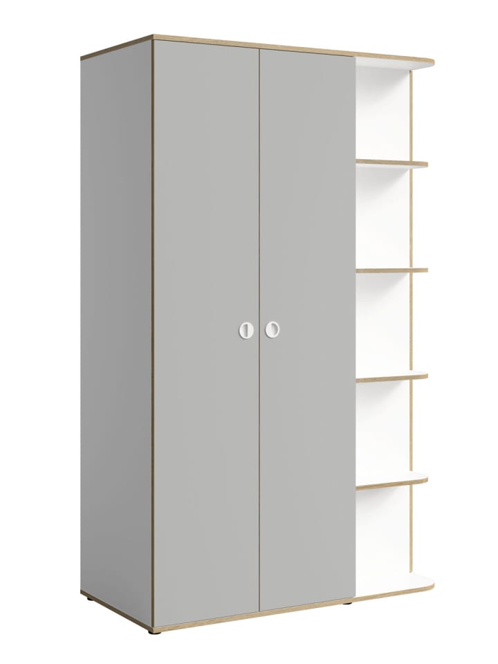 Kleiderschrank Pinio weiß, lichtgrau 120 / 60 / 196,5cm