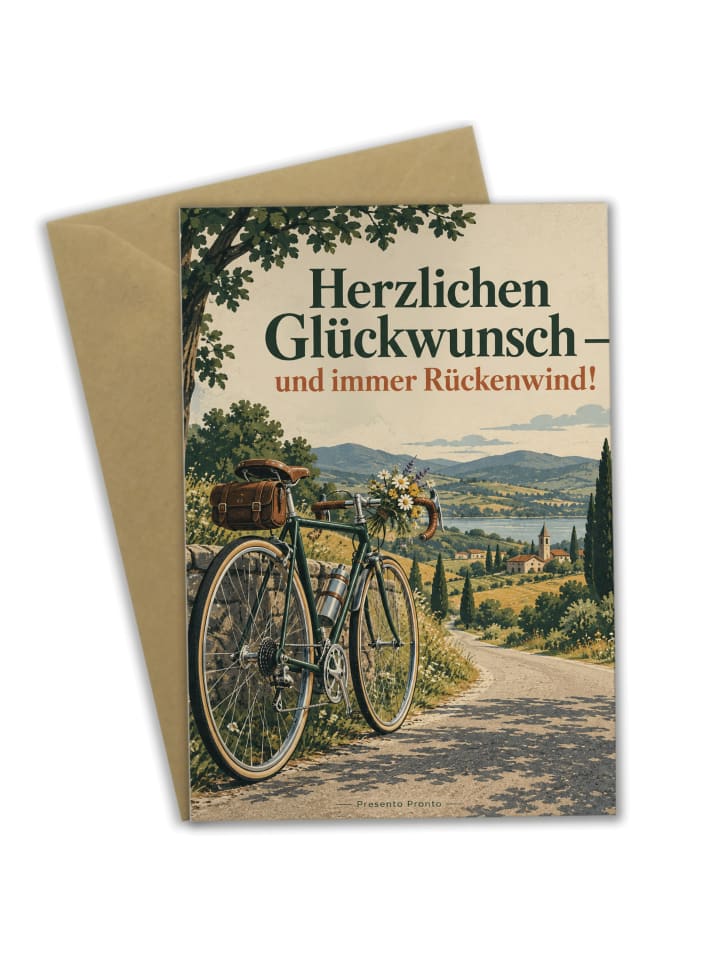 Glückwunschkarte Fahrrad elegant Design mit Spruch in Weiß