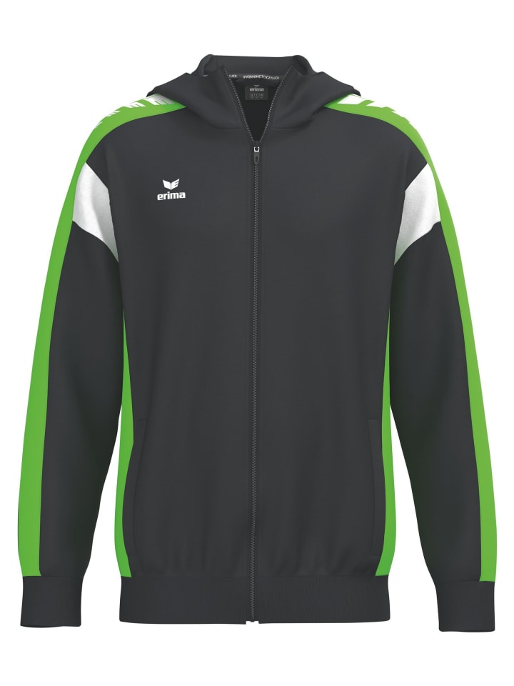 Kinder Trainingsjacke mit Kapuze in schwarz/green gecko