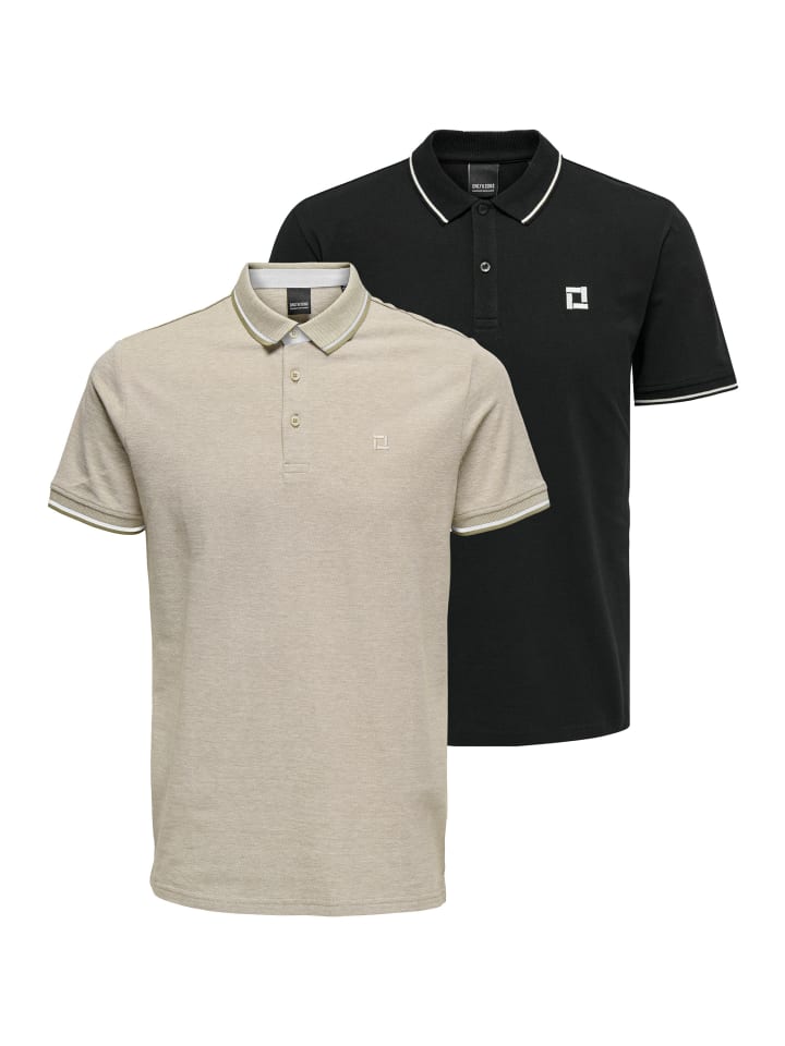 Poloshirt Onsefletcher in Schwarz / beige