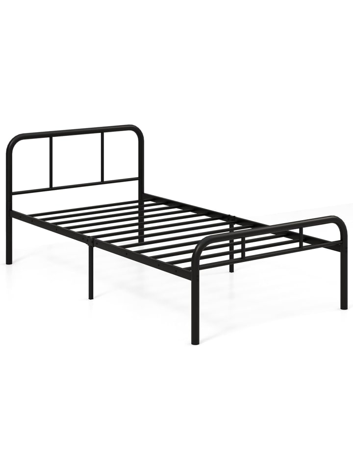Metallbett Bettgestell für 90 x 200 cm Matratze in Schwarz