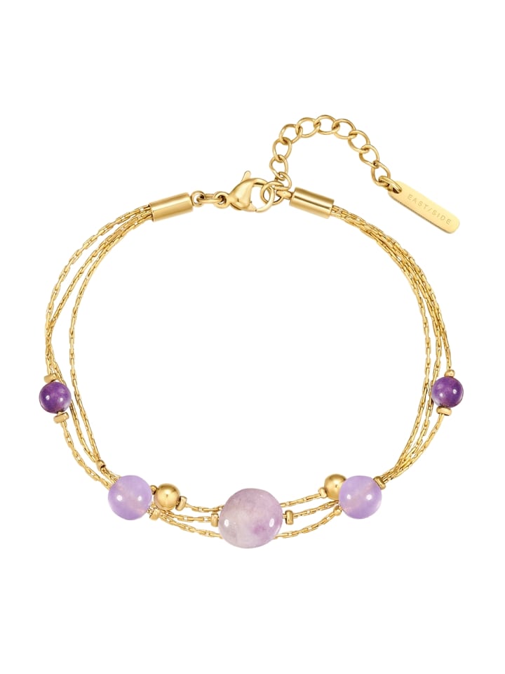 Armband aus Edelstahl mit Amethyst in gelbgold