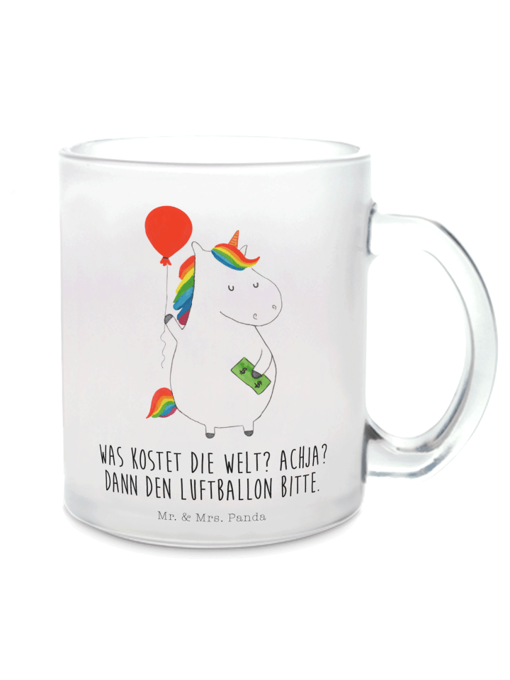 Kaffeetasse Einhorn Luftballon mit Spruch in Transparent