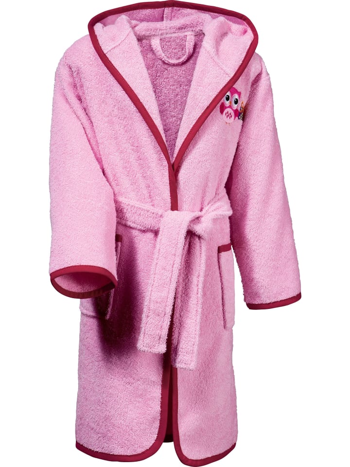 Frottier Kinder-Bademantel mit Kapuze in rosa