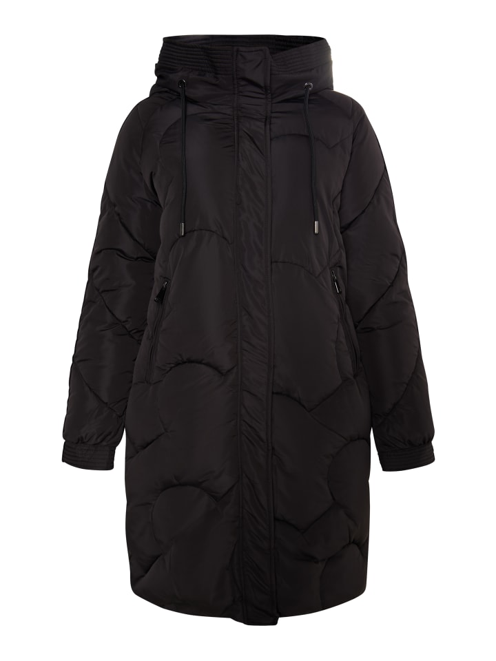 Women Plus Size Steppmantel in Schwarz
