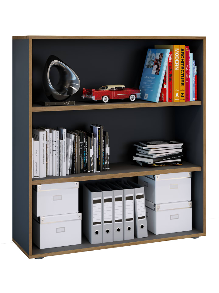 Holz Büro Regal Bücher Ordner Aktenregal Salia 3f in Anthrazit