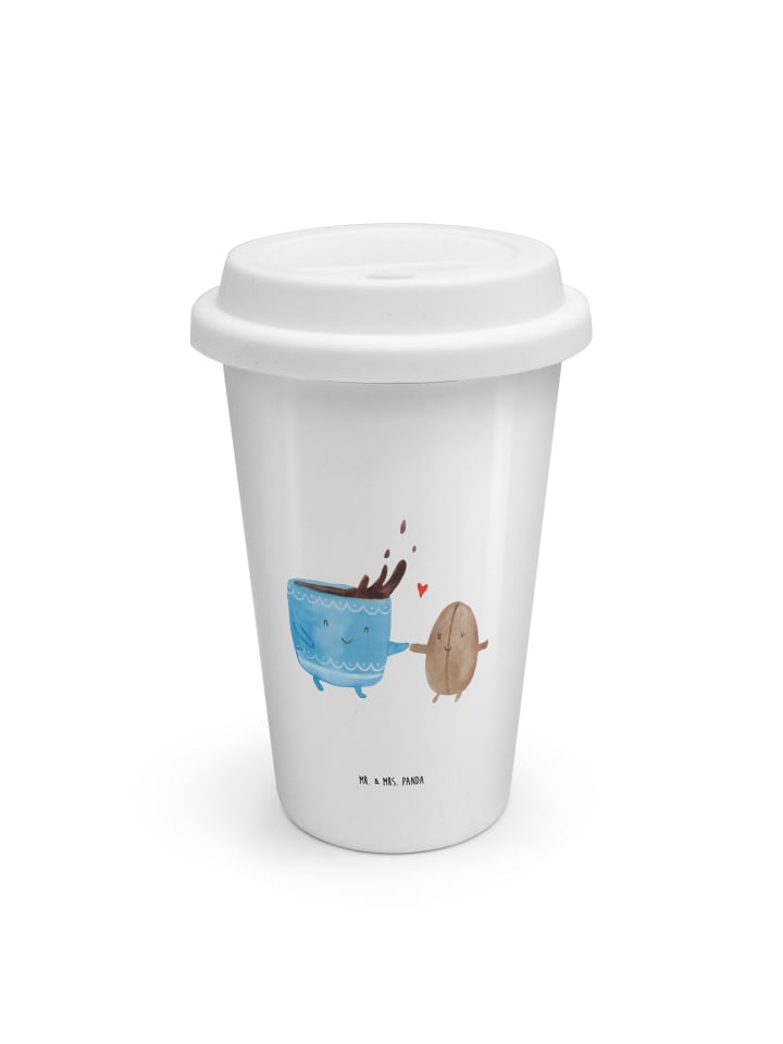 Thermokaffeebecher Kaffee Bohne ohne Spruch in Weiß