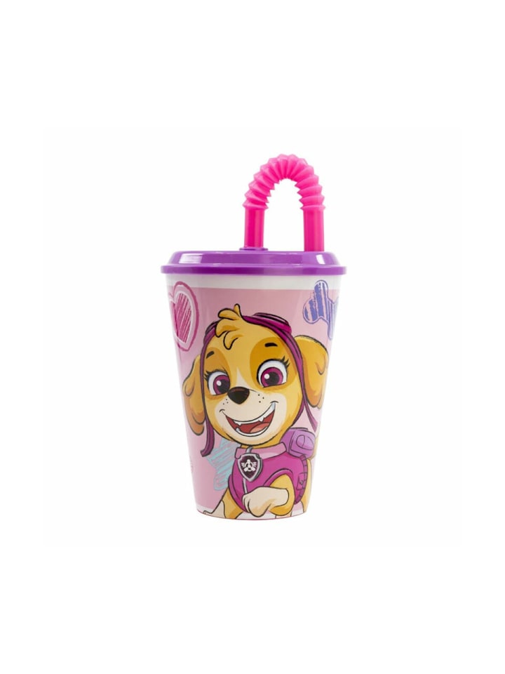 Wasserbecher 430 ml Pinkf Kinder - Trinkbecher niedlichem Hunde-Motiv in pink