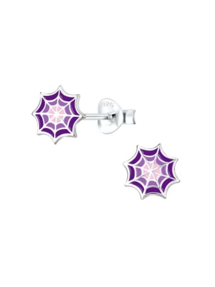 Ohrstecker SPINNENNETZ lila in 925 Sterling Silber, 2-tlg.