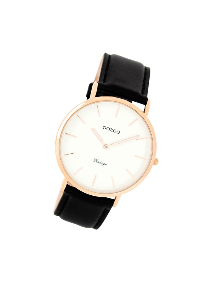 Analog-Armbanduhr Oozoo Vintage Series schwarz groß (ca. 40mm)