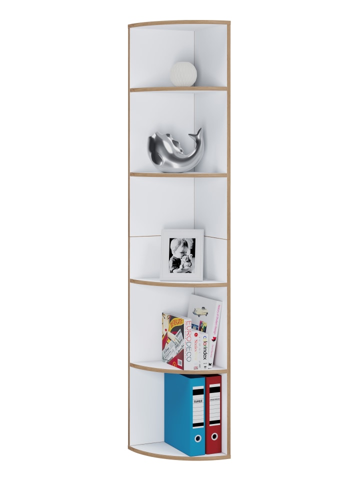 Elegantes Holzregal Eckregal Regal Salia 5fach in Weiß