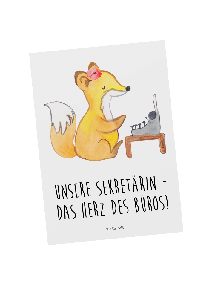 Postkarte Sekretärin Herz mit Spruch in Weiß