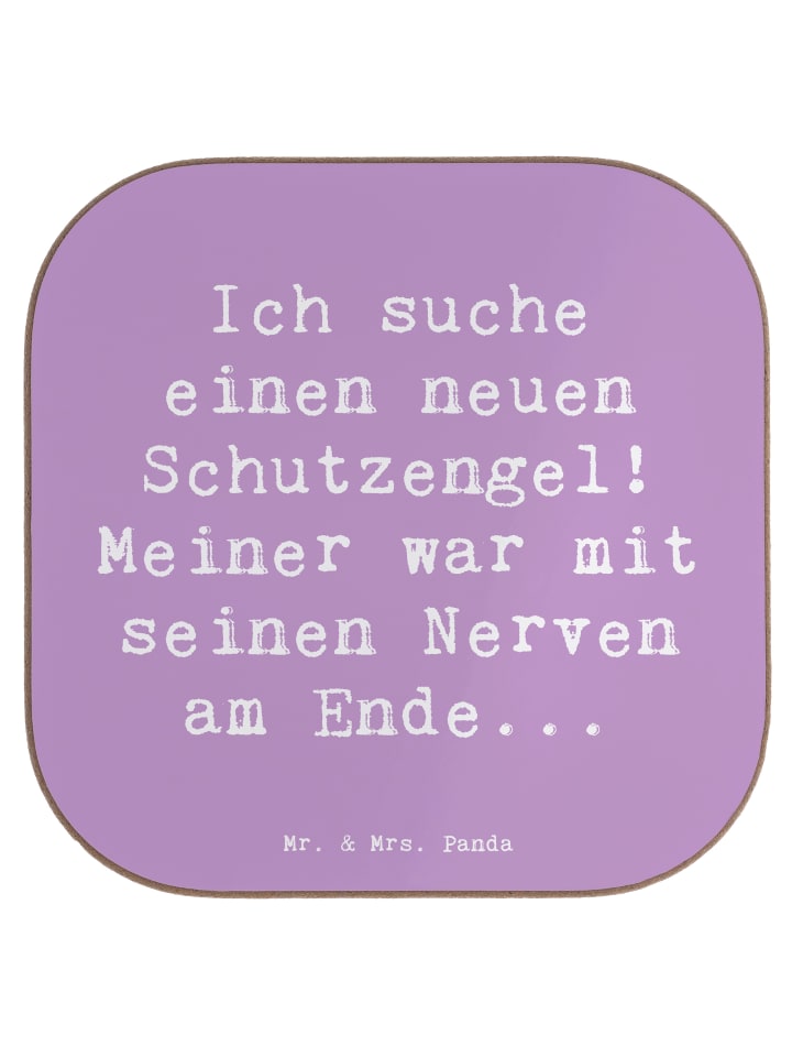 Untersetzer Spruch Neuer Schutz mit Spruch in Lavendeltraum