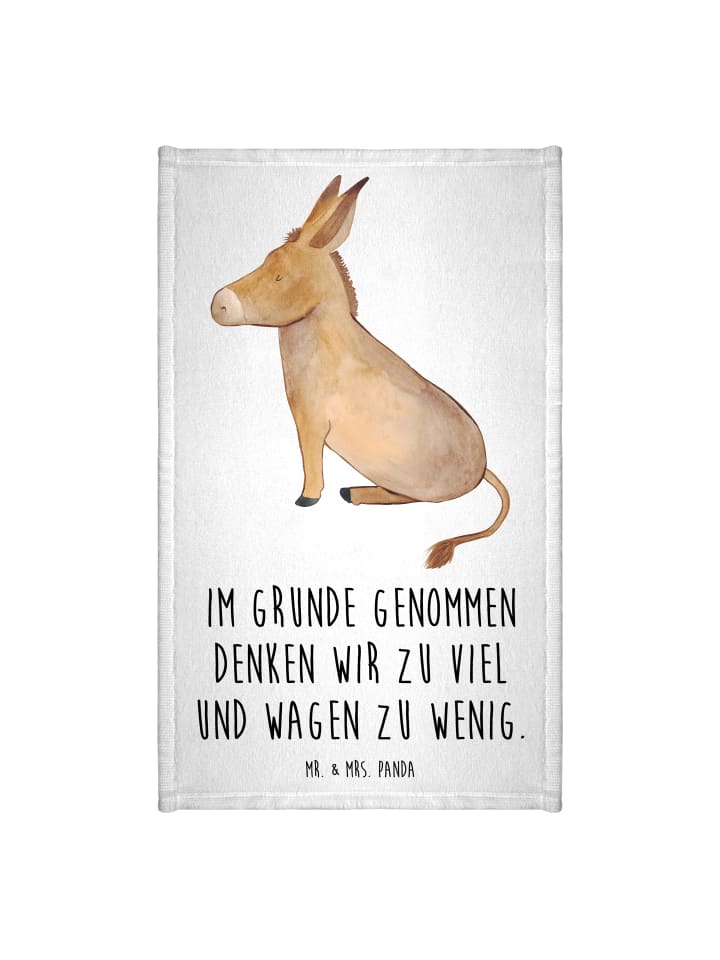 Handtuch Esel mit Spruch in Weiß