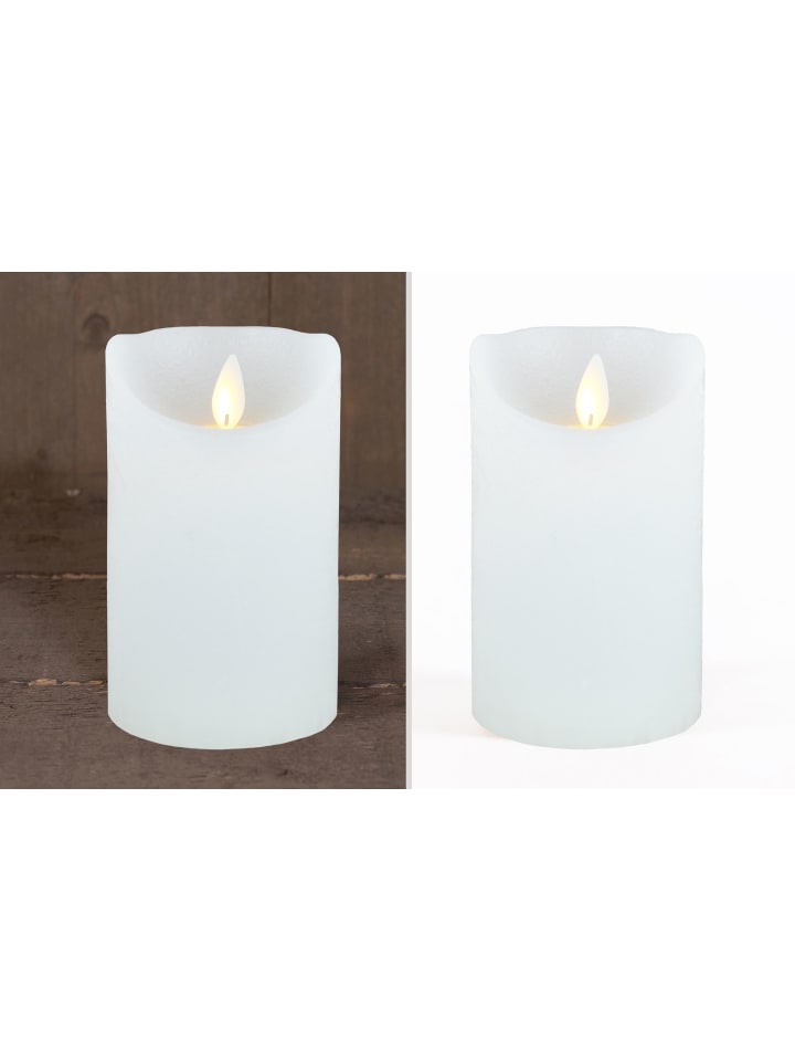 LED Echtwachskerze 12,5cm mit Timer in Weiß