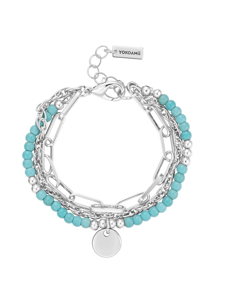 Armband aus Metall-Legierung mit Naturstein in silber