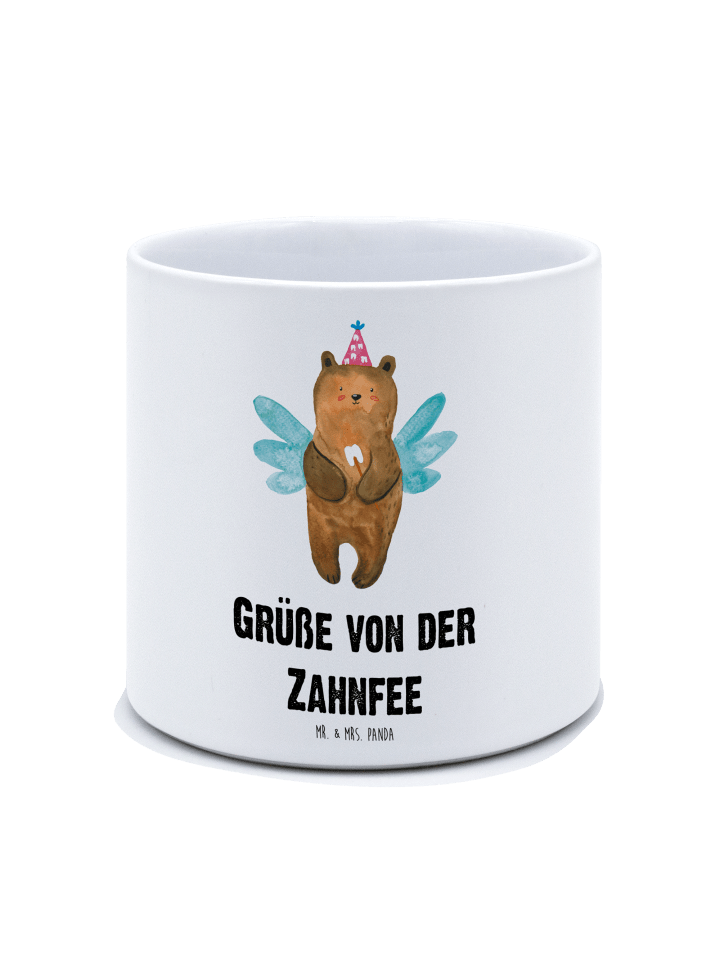 Übertopf Bär Zahnfee mit Spruch in Weiß