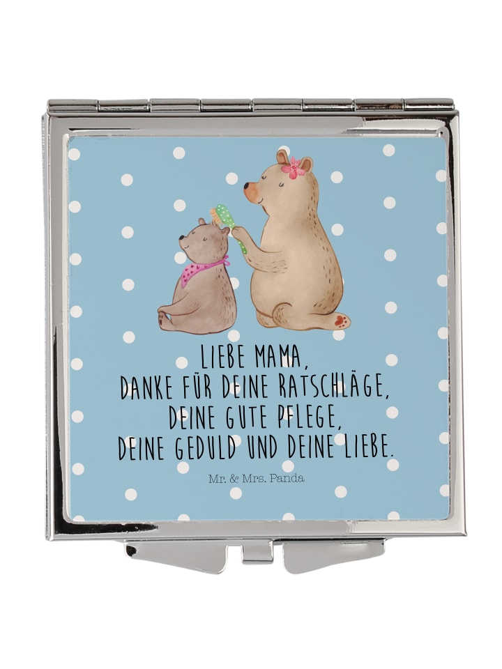 Schminkspiegel klein Bär Kind mit Spruch in Blau Pastell