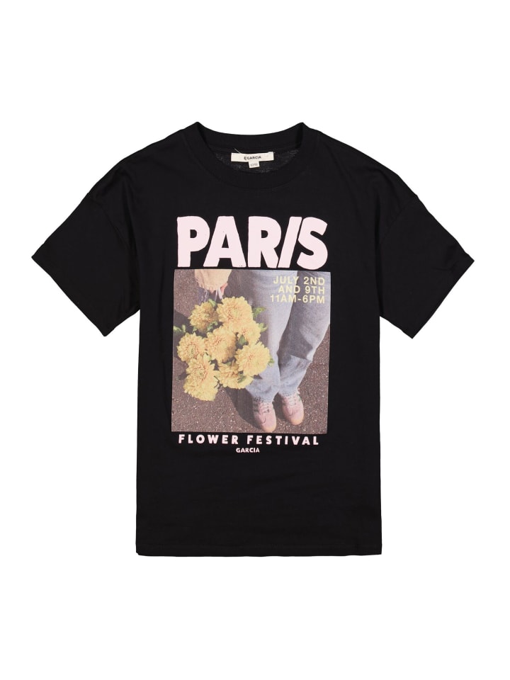T-Shirt Kurzarm mit Frontprint in off black