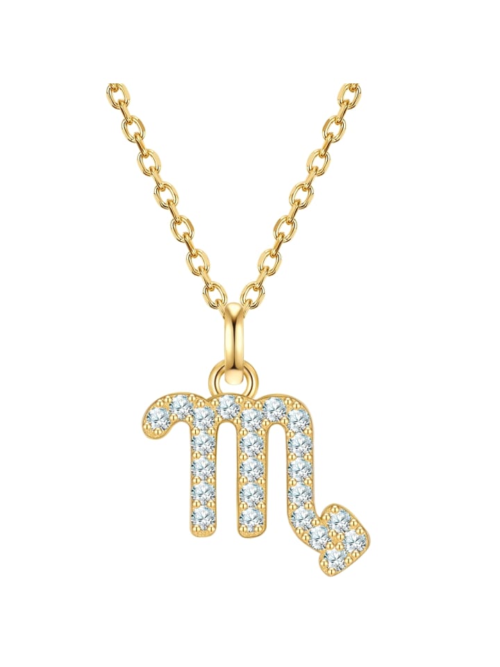 Kette Sternzeichen Skorpion aus Sterling Silber mit Zirkonia in gelbgold