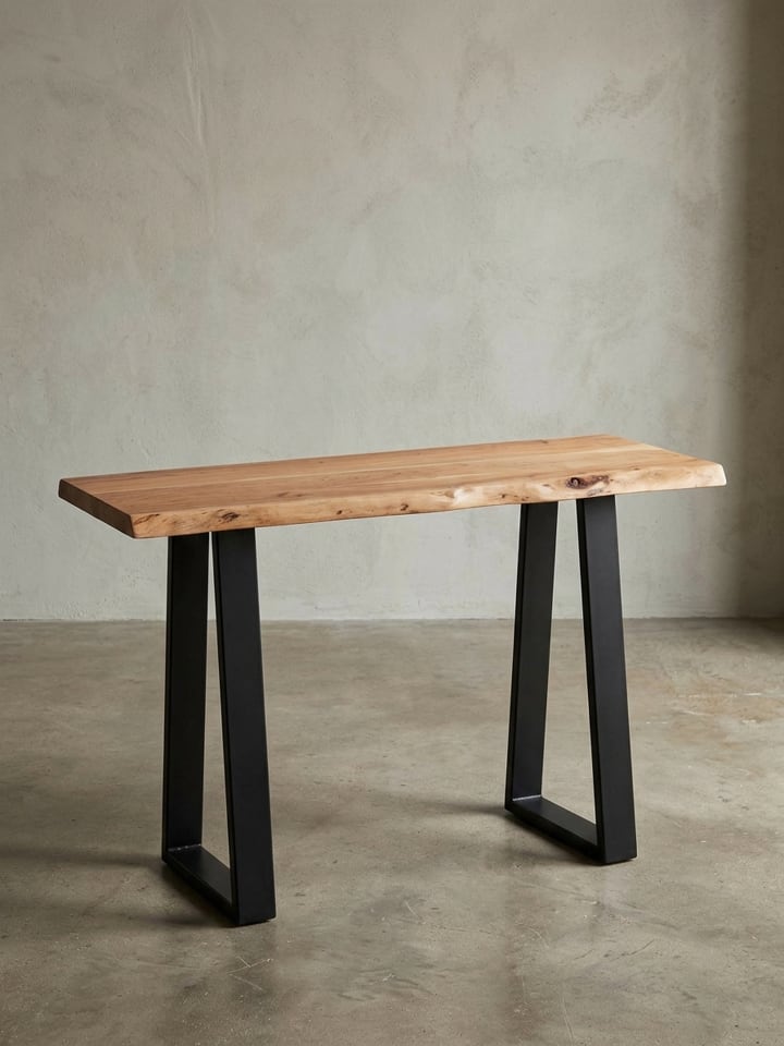 Konsolentisch | Akazie, 120cm, Massivholz, 2 Metallbeine