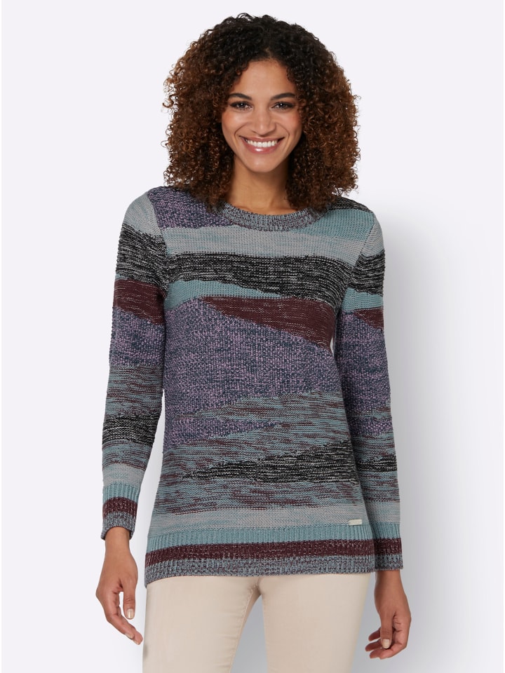 Pullover in jade-steingrau-gemustert