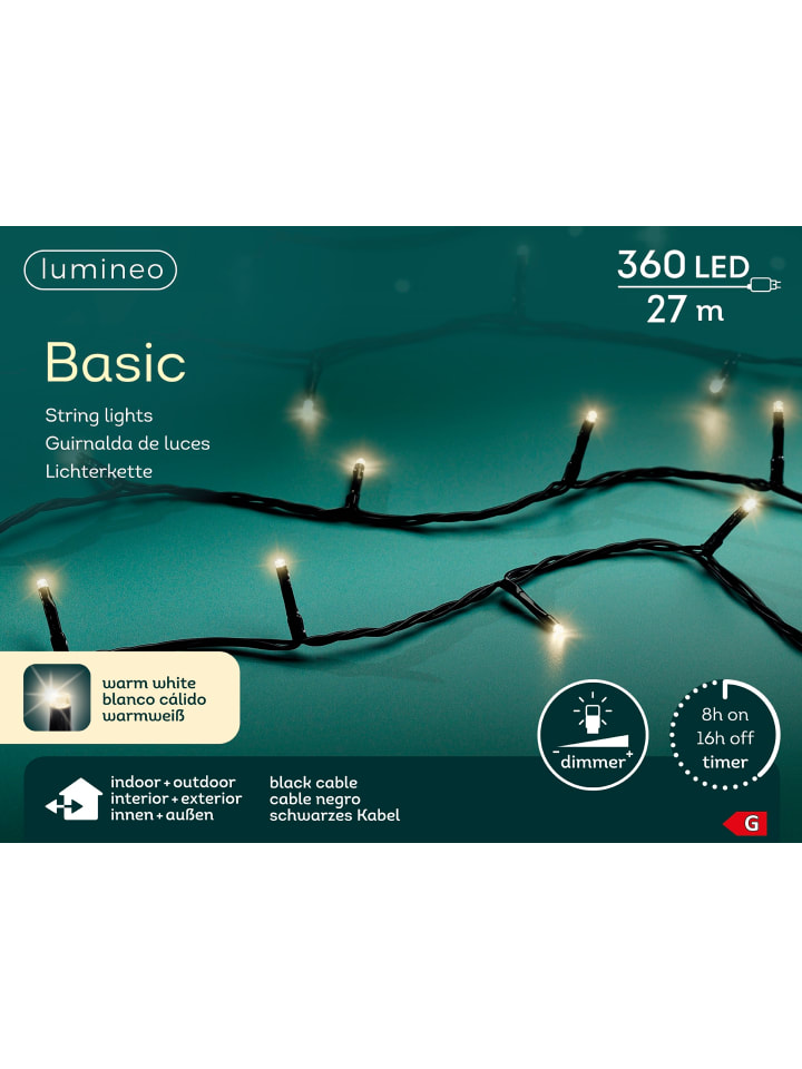 Lichterkette BASIC 360 LED 27 m, schwarzes Kabel in warm weiß