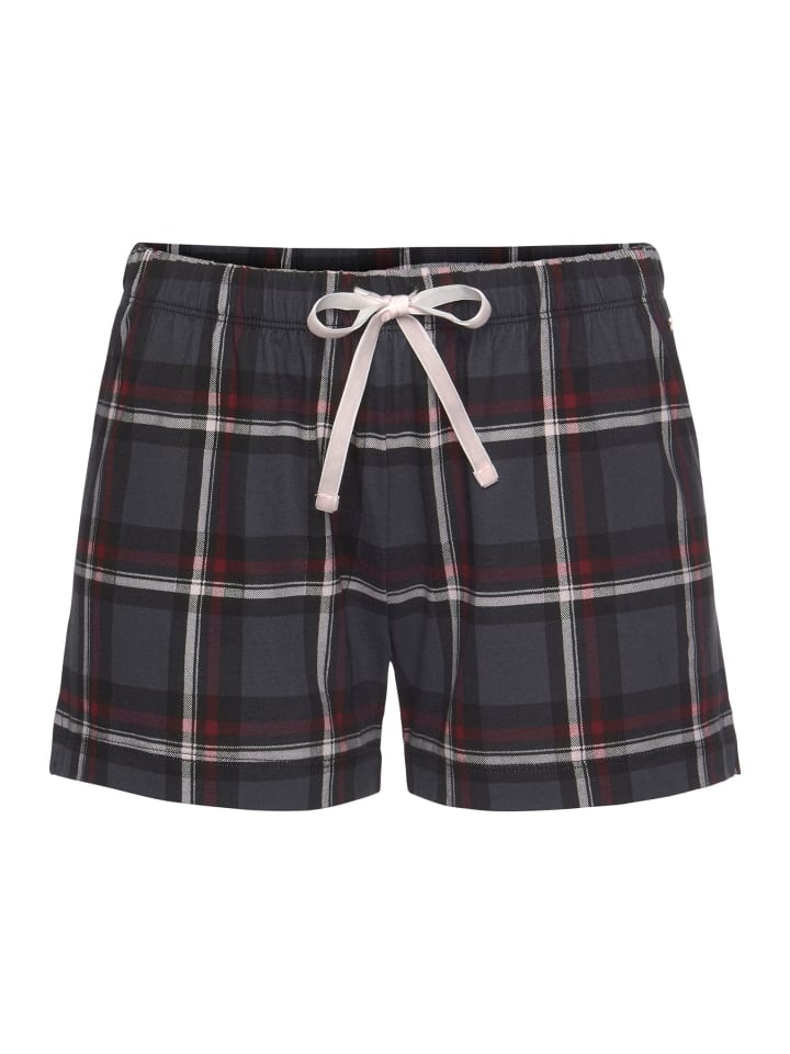 Pyjamashorts in bordeaux-kariert