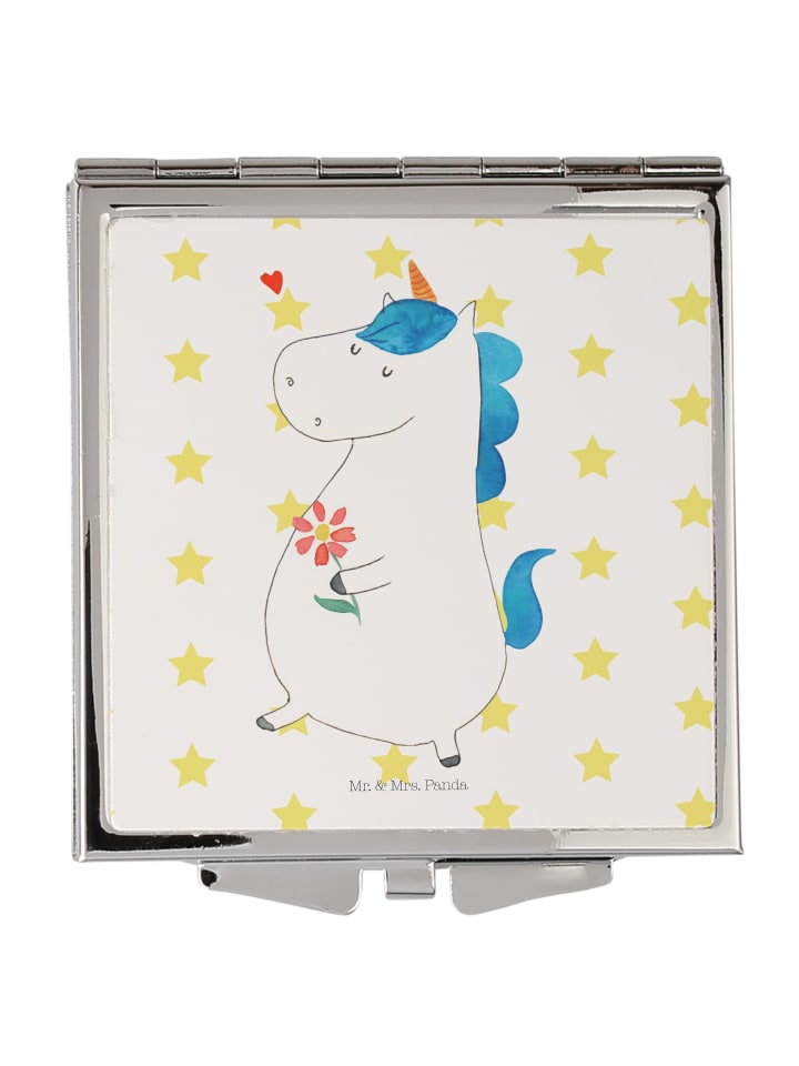 Taschenspiegel Einhorn Spaziergang ohne Spruch in Weiß
