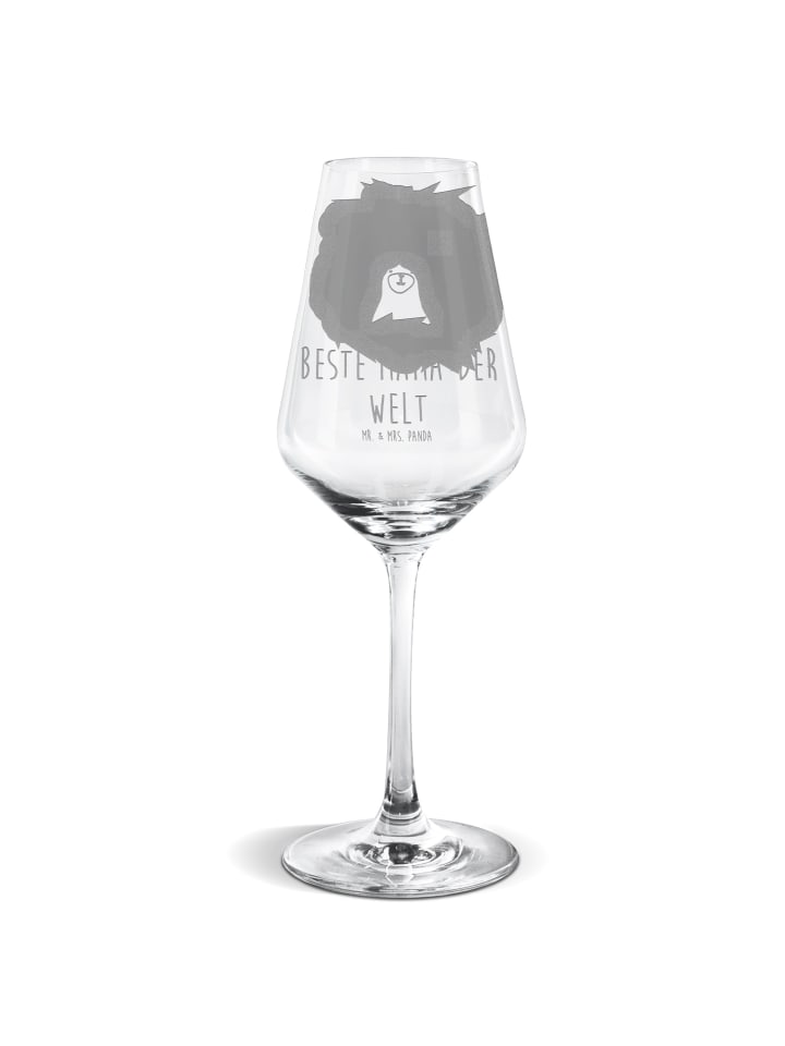 Weißwein Glas Bär Königin mit Spruch in Transparent