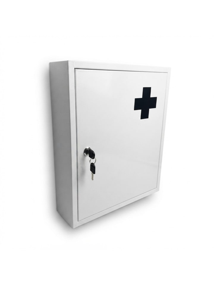 Medizinschrank in Weiß/ Grau - (B)35,5 x (H)43 x (T)8 cm