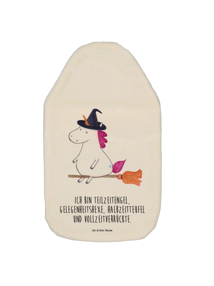 Wärmflasche Einhorn Hexe mit Spruch in Weiß