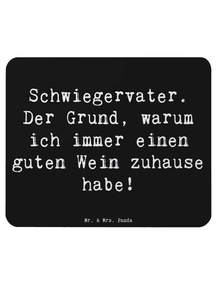 Mauspad Schwiegervater Weinliebhaber mit Spruch in Schwarz