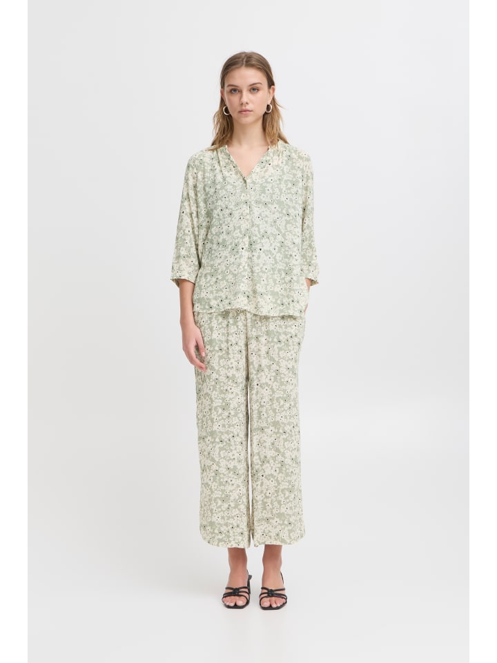 Casual Hose IHMARRAKECH Loose fit in Tea Dottet Flower Aop