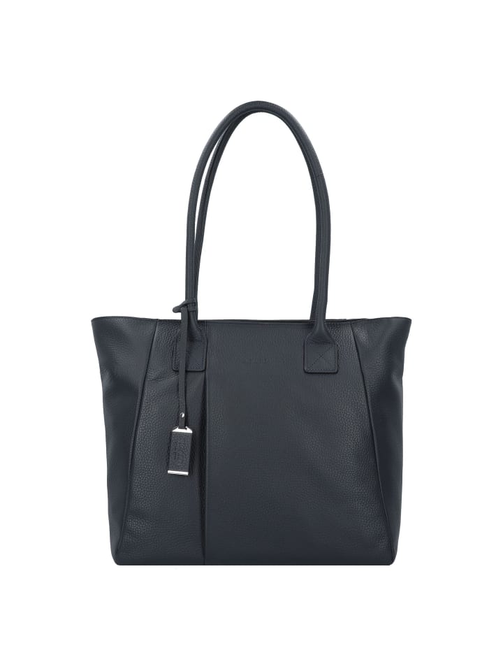Pure Schultertasche Leder 34 cm ozean